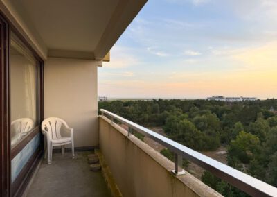 Ausblick vom Balkon bei Sonnenuntergang